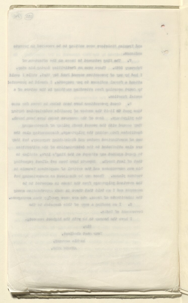 Coll 6/21(2) 'Saudi Arabia: Relations with H.M.G.: Saudi Legation in London and British Minister in Jeddah. Prolongation of Treaty of Jedda.' [&lrm;252v] (504/761)