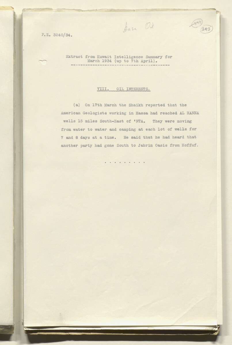 Coll 6/48 'Oil: Concessions in Saudi Arabia. (Hasa)' [&lrm;343r] (687/1153)