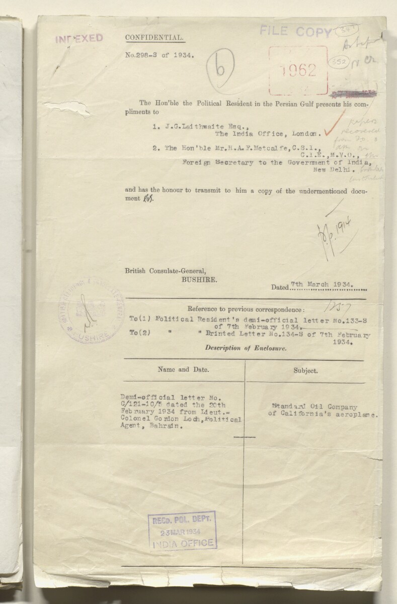 Coll 6/48 'Oil: Concessions in Saudi Arabia. (Hasa)' [&lrm;352r] (705/1153)