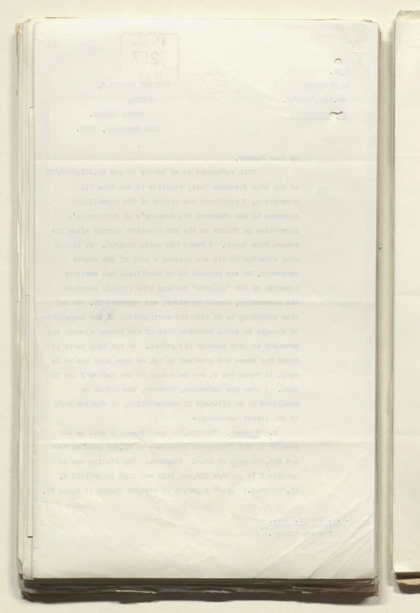 Coll 6/48 'Oil: Concessions in Saudi Arabia. (Hasa)' [&lrm;418v] (838/1153)