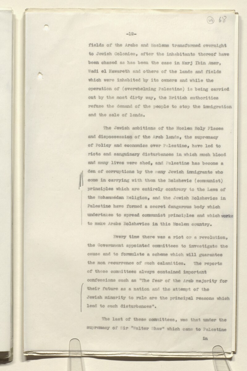 Coll 6/51 'Pan-Islamic Congress, 1933-5. Activities of Shaukat Ali, the Mufti of Jerusalem and others.' [&lrm;69r] (137/323)