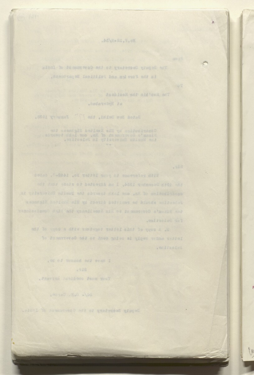 Coll 6/51 'Pan-Islamic Congress, 1933-5. Activities of Shaukat Ali, the Mufti of Jerusalem and others.' [&lrm;122v] (244/323)