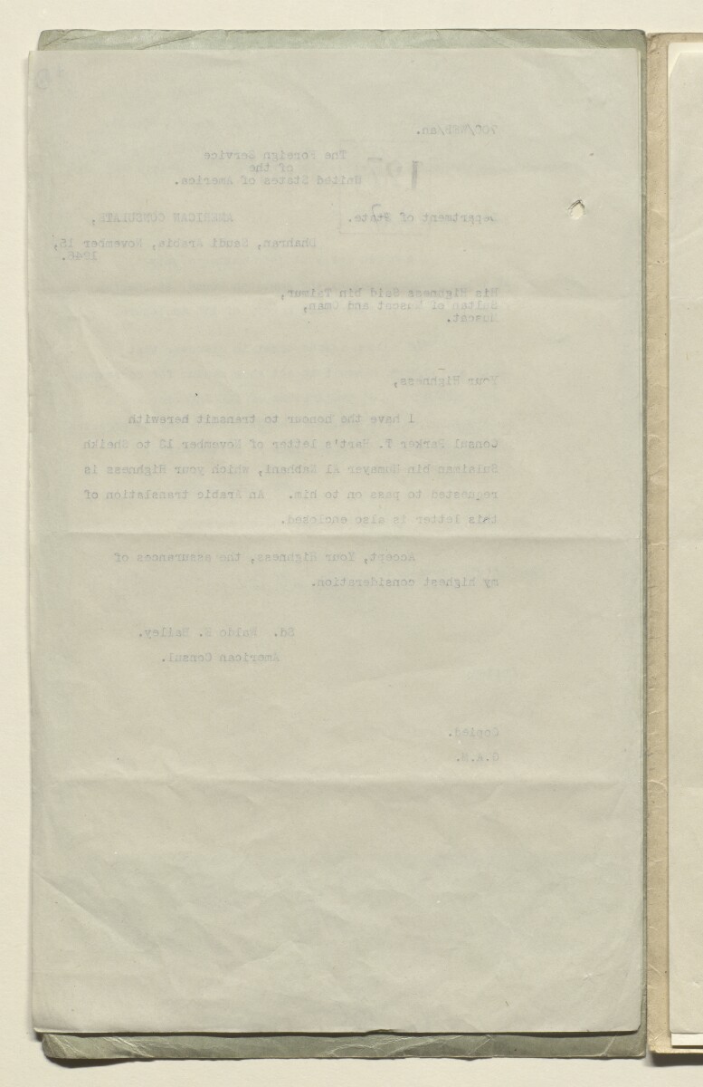 Coll 6/57 'U.S.A.: Saudi Relations with U.S.A.' [&lrm;4v] (8/132)