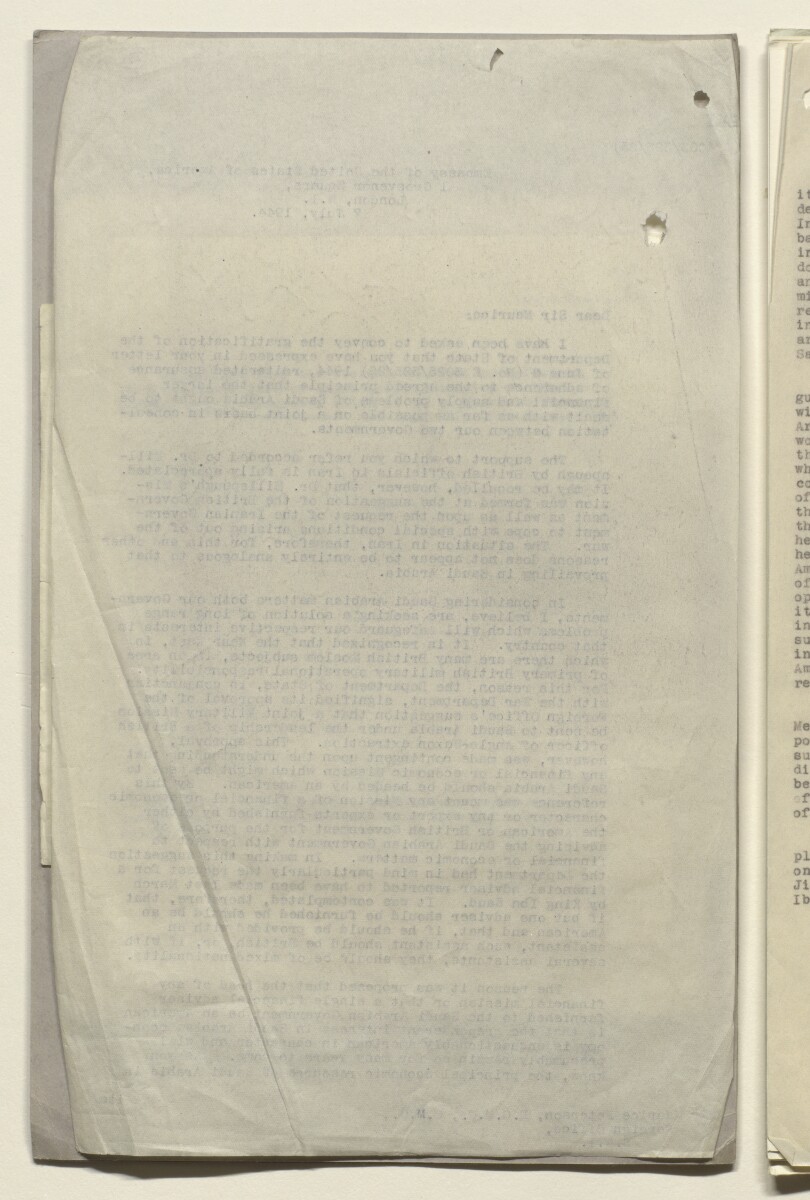 Coll 6/91 'Saudi Arabia. Policy of H.M.G. Qn. of credits and guarantee of assistance to Ibn Saud.' [&lrm;37v] (75/680)