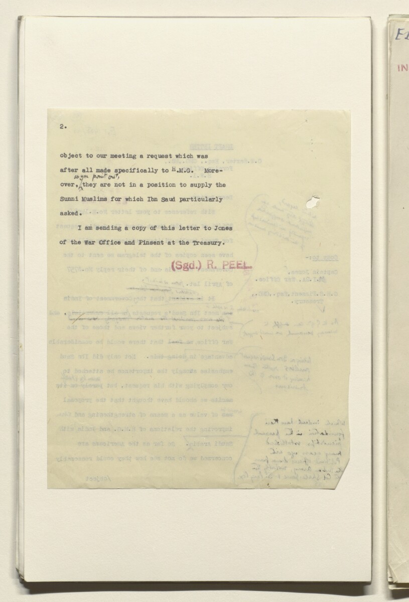 Coll 6/91 'Saudi Arabia. Policy of H.M.G. Qn. of credits and guarantee of assistance to Ibn Saud.' [&lrm;85v] (171/680)
