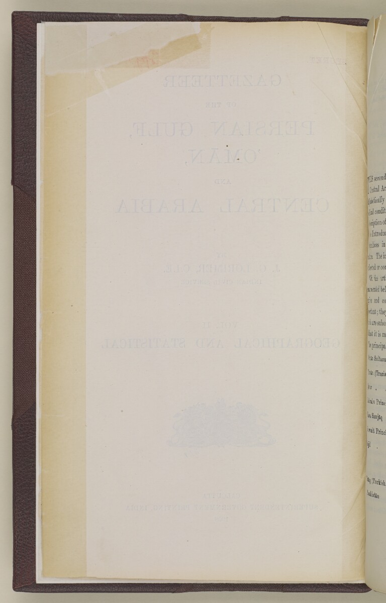'Gazetteer of the Persian Gulf. Vol. II. Geographical and Statistical. J G Lorimer. 1908' [&lrm;iii-v] (13/2084)