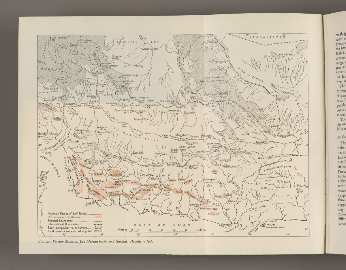 ‘FIG. 20. Persian Makran, Jaz Murian basin, and Sarhad.’ [&lrm;90v] (2/2)