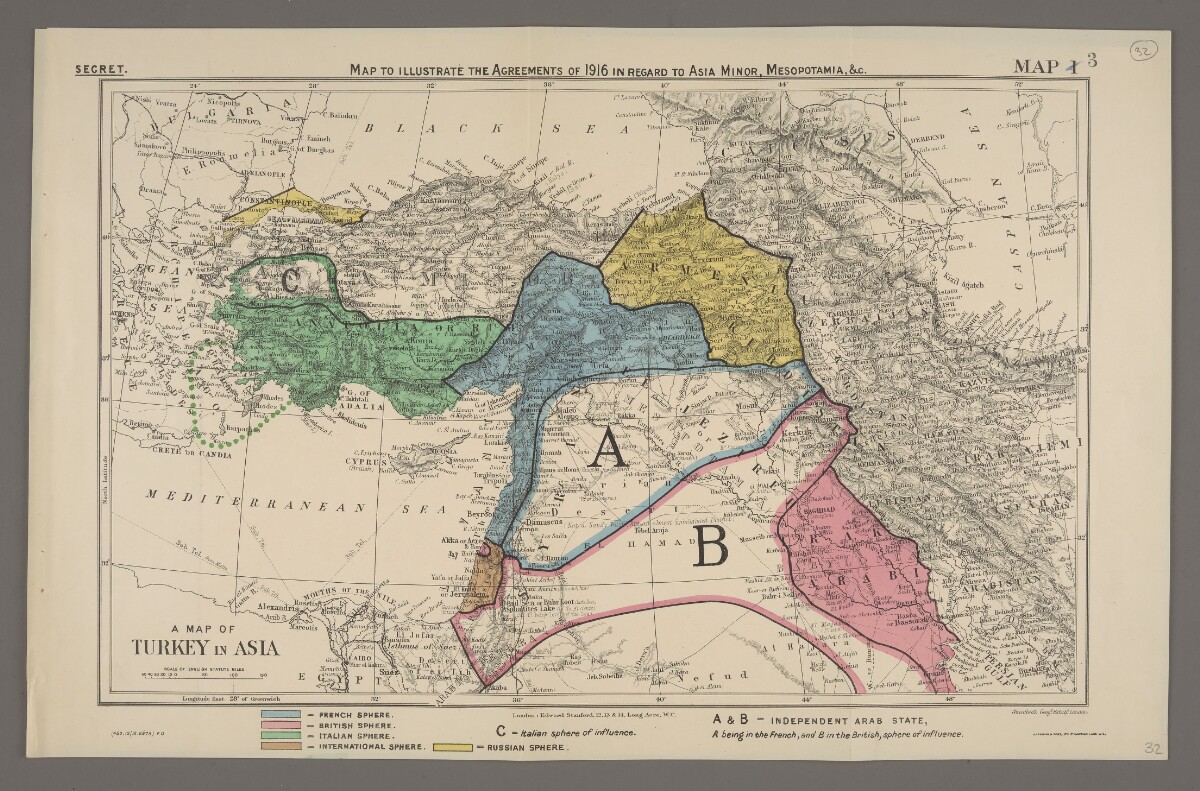 ‘MAP TO ILLUSTRATE THE AGREEMENTS OF 1916 IN REGARD TO ASIA MINOR ...