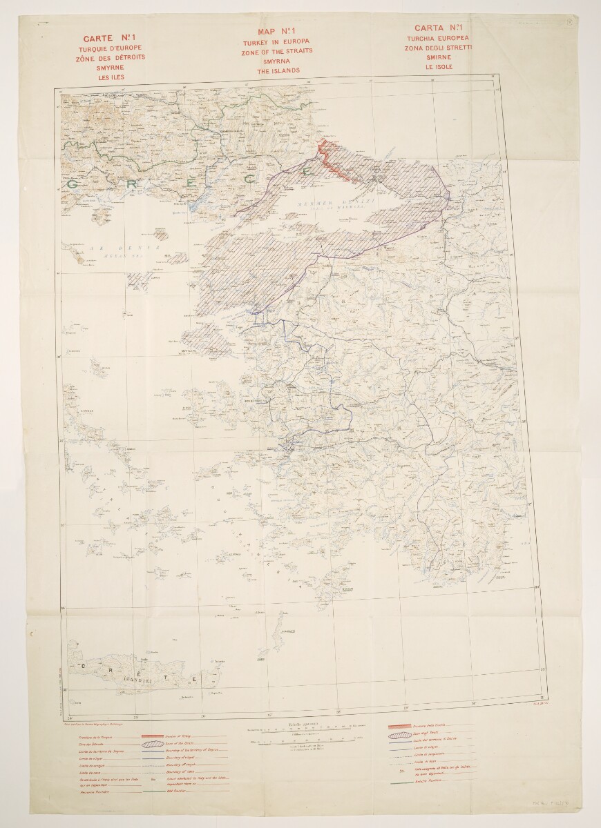 'Map No. 1. Turkey in Europa. Zone of the Straits, Smyrna, the [Aegean ...